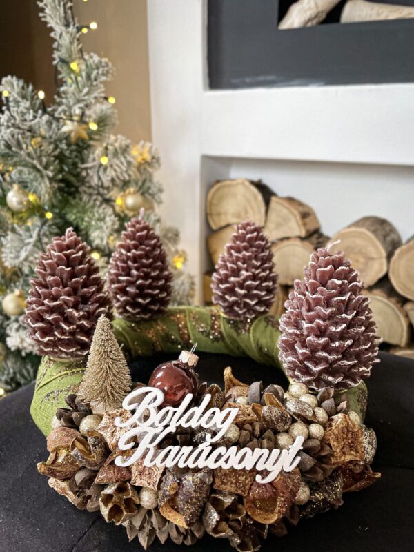 Barna - Zöld - Arany Adventi Koszorú