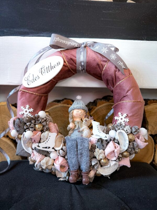Rózsaszín Ezüst Téli Karácsonyi Kopogtató Ajtódísz Karácsony / Tél import placeholder for 10345